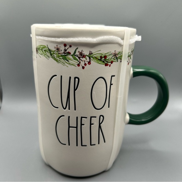 Rae Dunn CUP OF CHEER Christmas Ceramic Mug with COZY Coaster Lid NEW - Picture 1 of 3